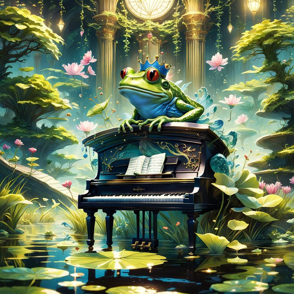 Frog Prince Plays Piano in Anime Style