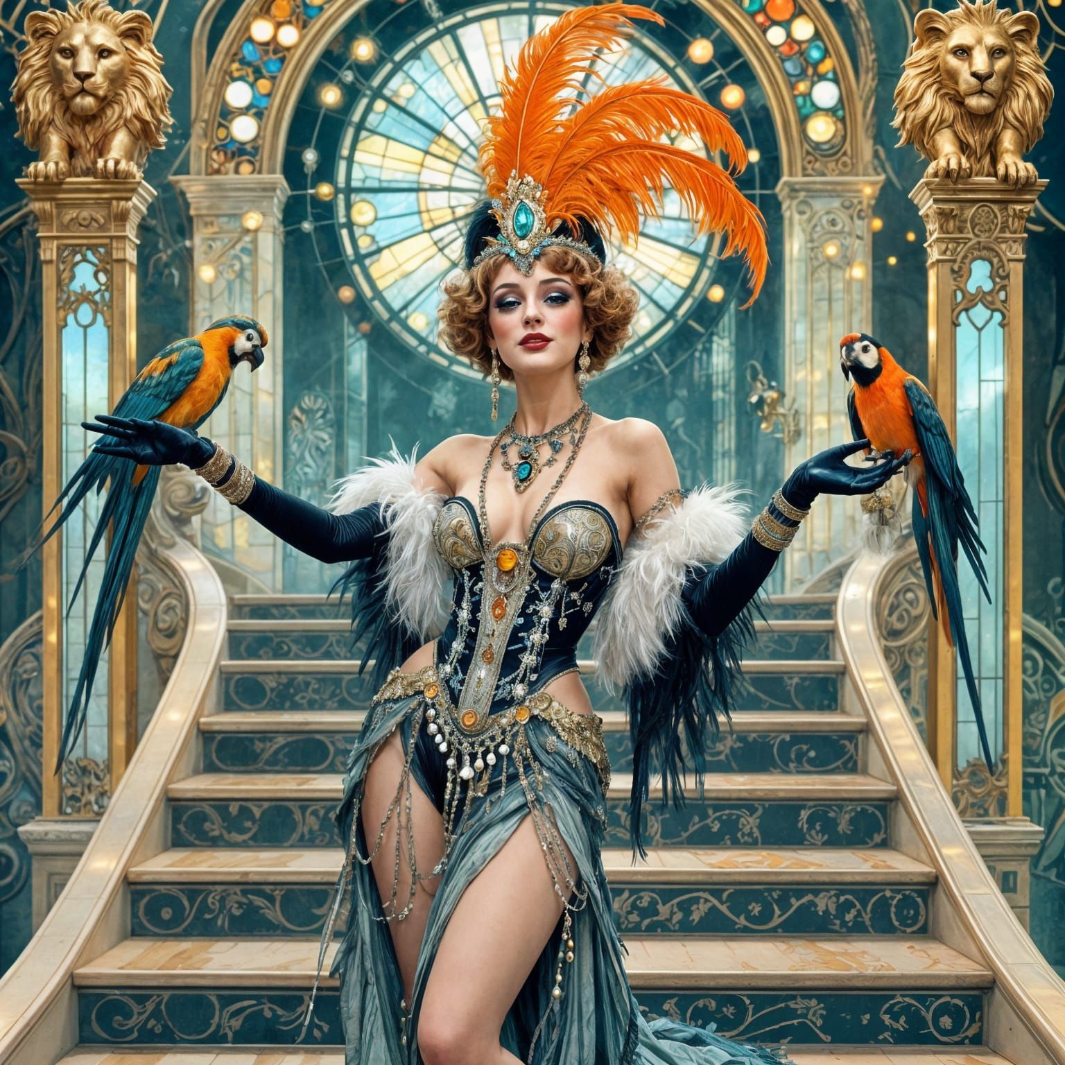 Futuristic Art Nouveau Burlesque with High-Tech Showgirl