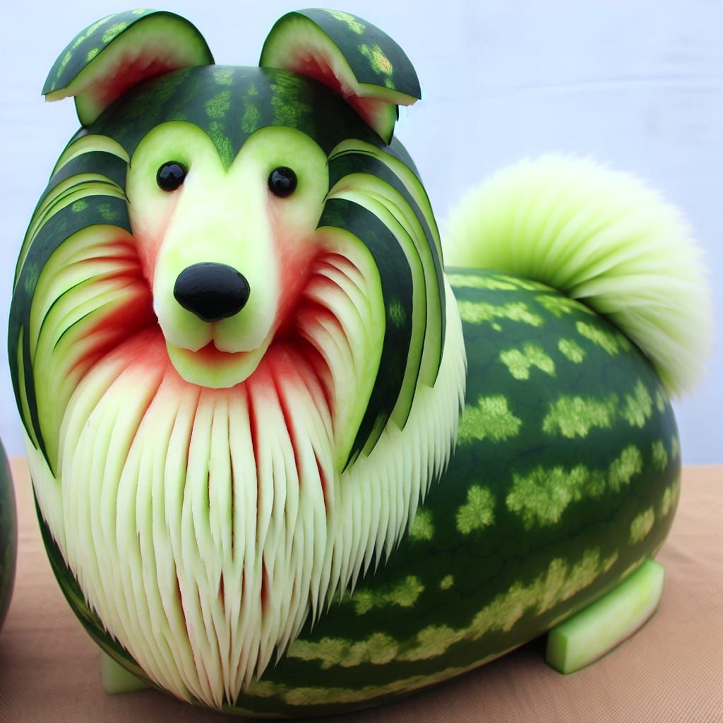 Watermelon Collie: Artistic Food Carving