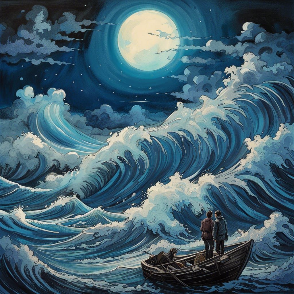 Sci-Fi Seascape with Blue Haze, Trending on Artstation