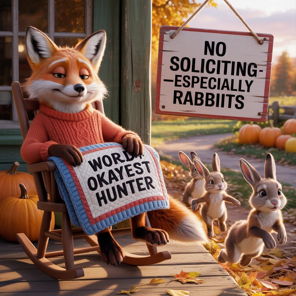 Cozy Autumn Fox Hunter in Pixar-Style 3D