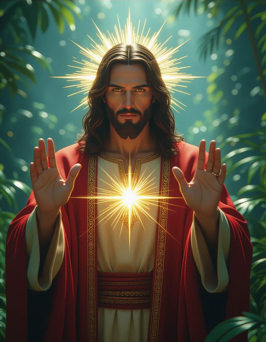 Radiant Jesus in Mystical Environment