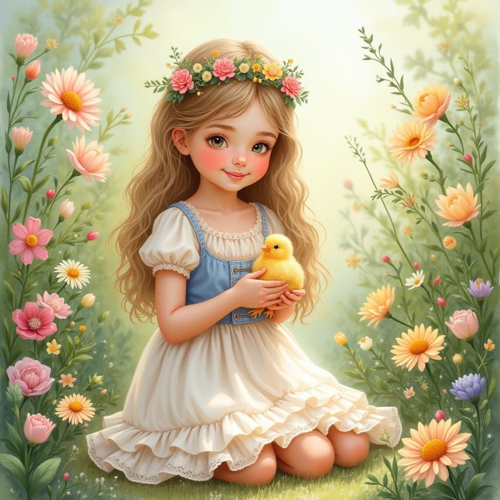 Easter Princess in a Vibrant Garden, in the Style of Classic...