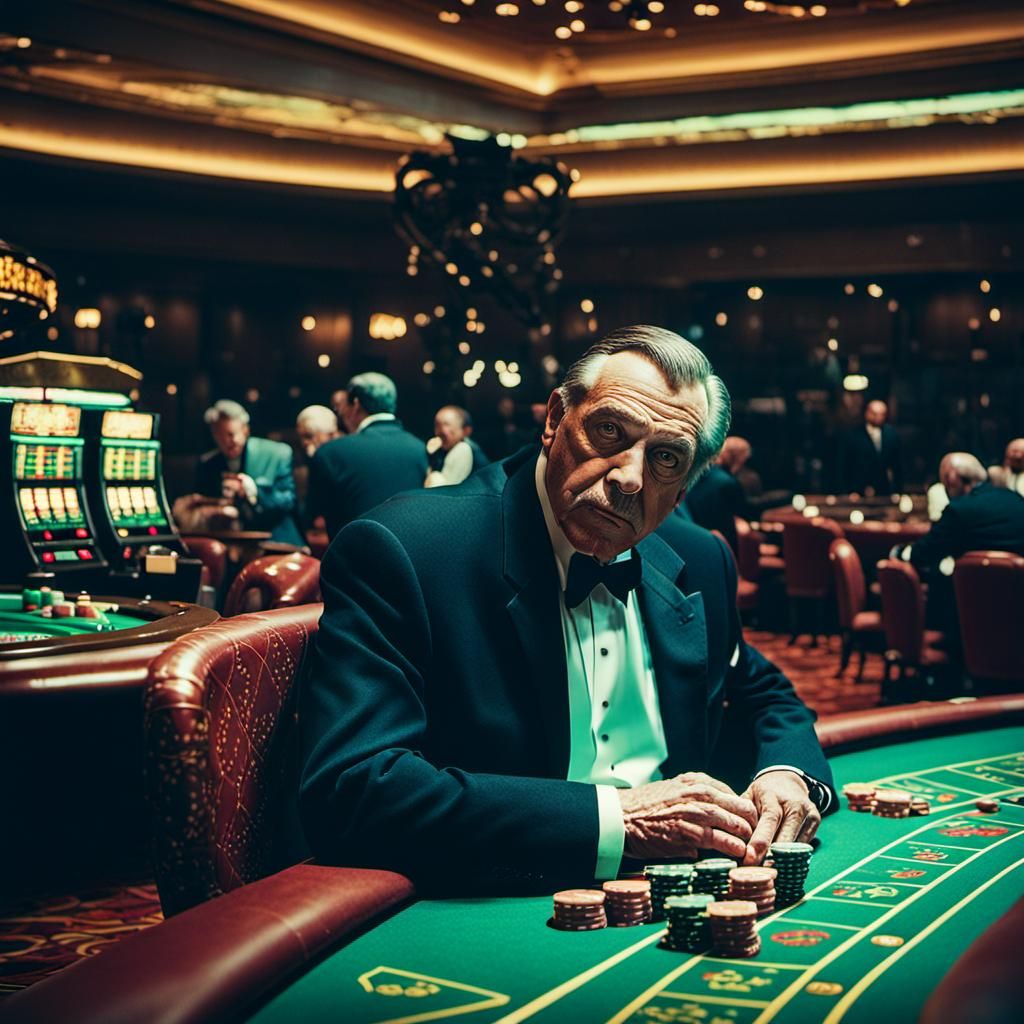 Cinematic Casino Scene: Film Still in 35mm