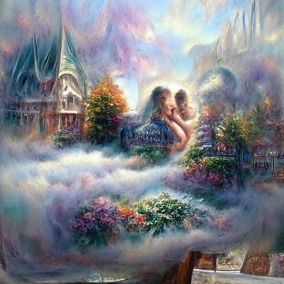 Ethereal Soulmate Connection in a Fantasy Landscape