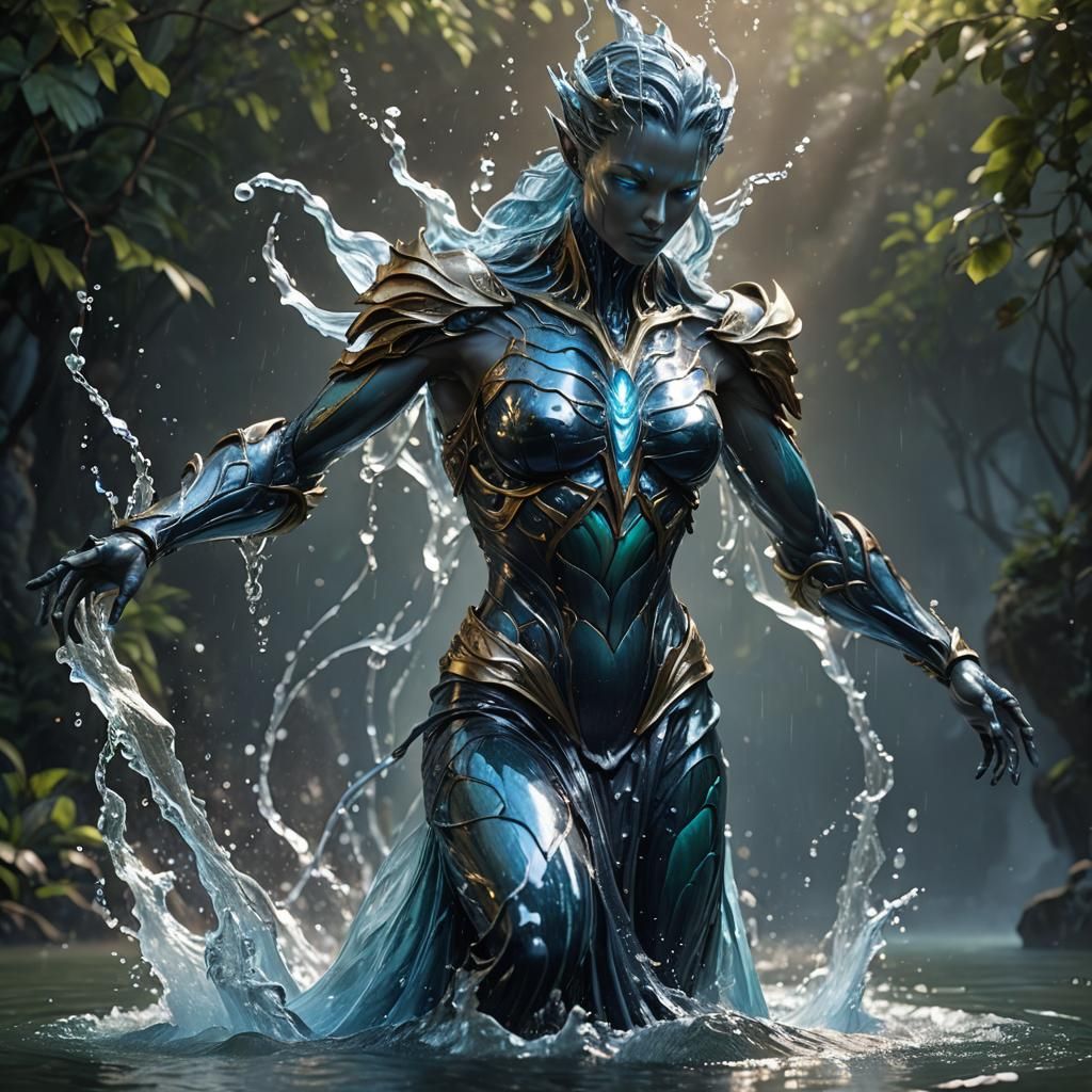 Humanoid Water Elemental with Water Magic