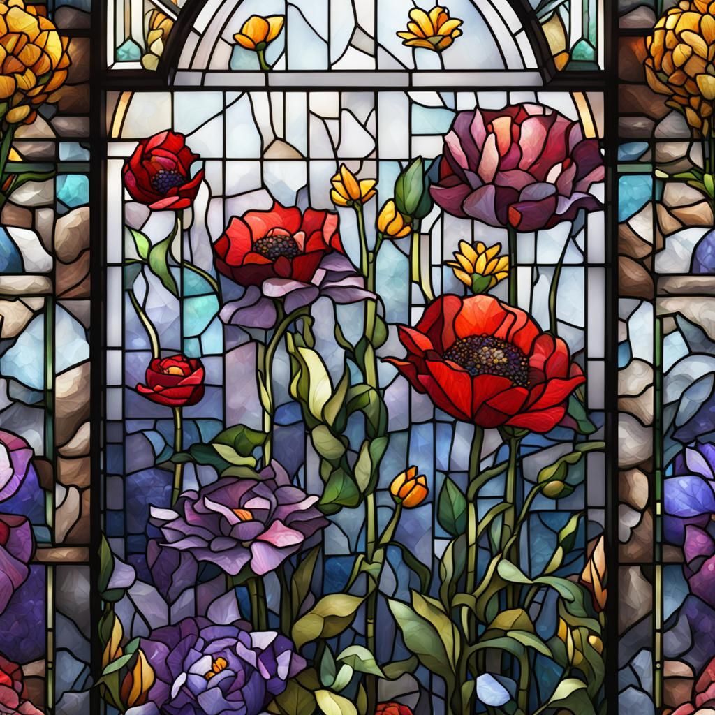 Crystal Cherry in Stained Glass Style