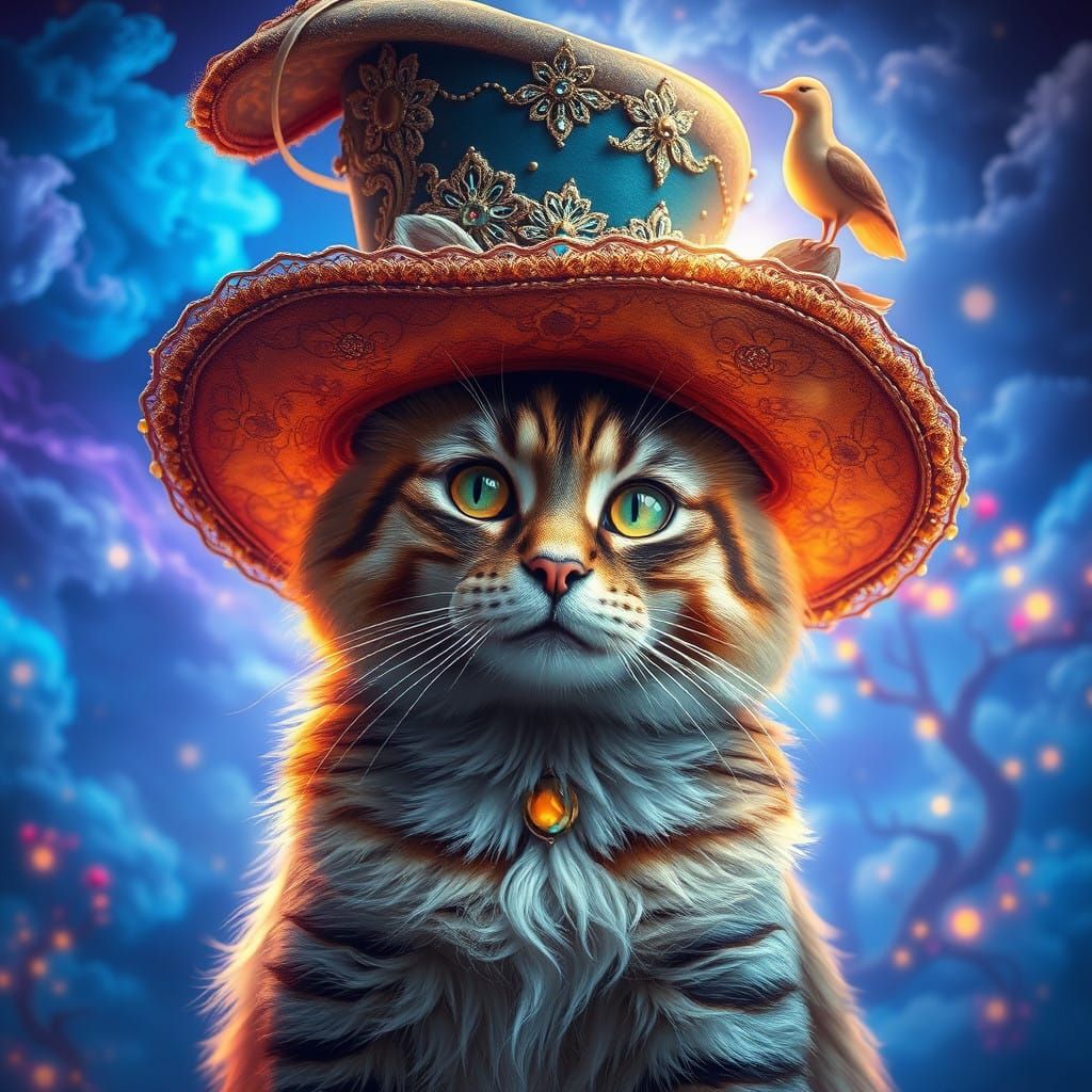 Regal Feline in Lavish Hat