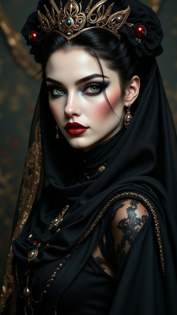 Regal Woman Portrait in Dark Gothic Style