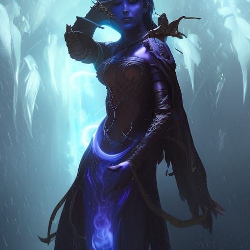 Drow Storm Sorcerer in Dark Fantasy Style