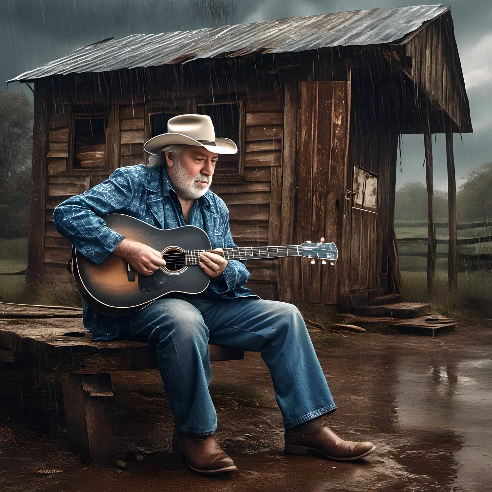 Blues Singer in the Rain: Matte Painting