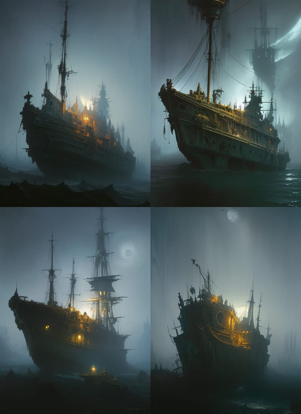 Hyper-Detailed Derelict Ship Horror Art