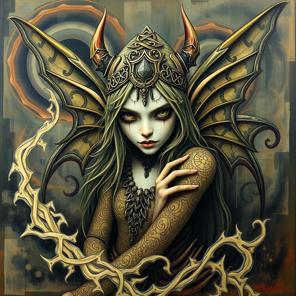 Eerie Fairy Elf Portrait in Surrealist Style