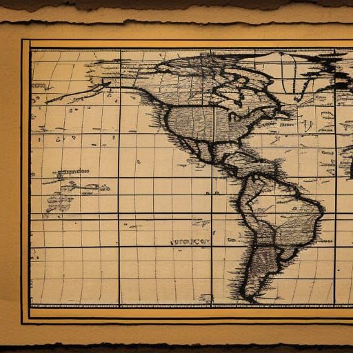 World Road Map with Burned Edges