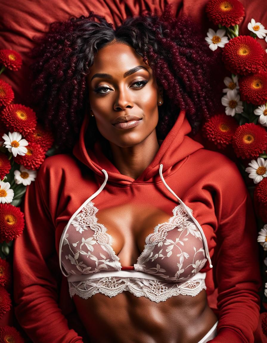 Curvy Woman in Flowers: Hyperrealistic Cinematic Photography