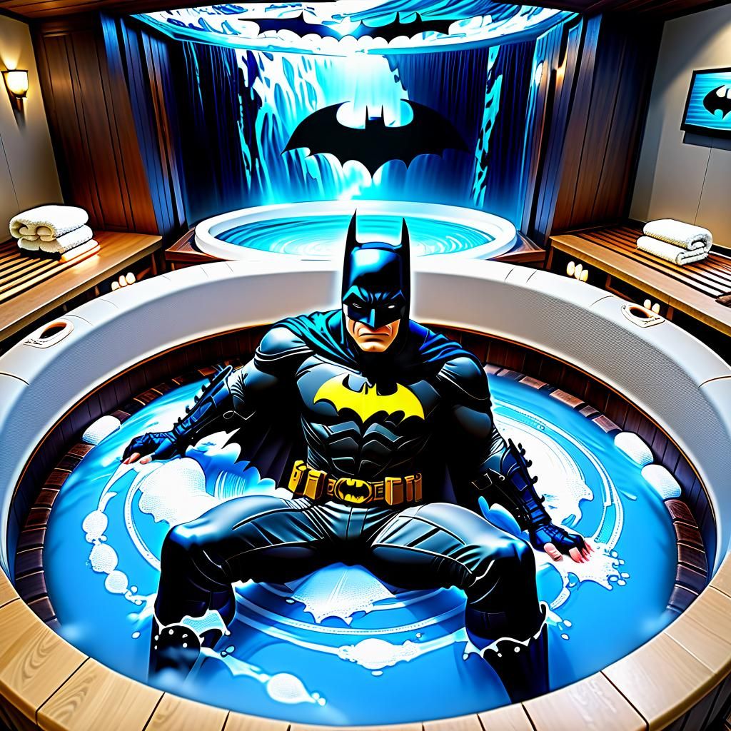 Relaxed Batman in Whirlpool: Detailed Matte Painting