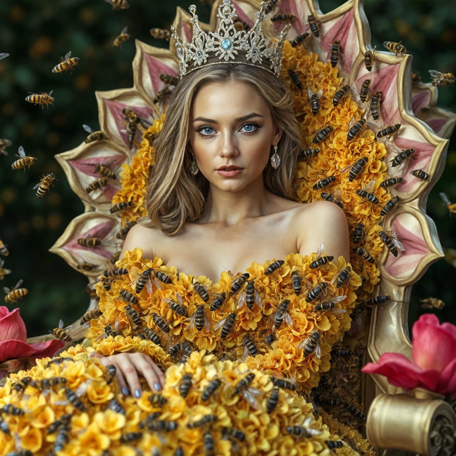 Goddess of the Hive in Hyperrealistic Splendor
