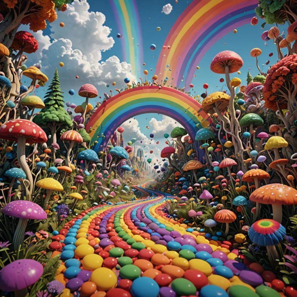 Psychedelic 3D Rainbow Wonderland in CGI