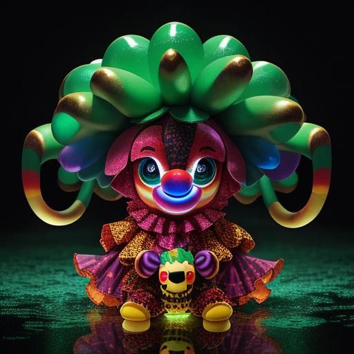 Whimsical Nightmare Hybrid in Sinister Liquid Reflections