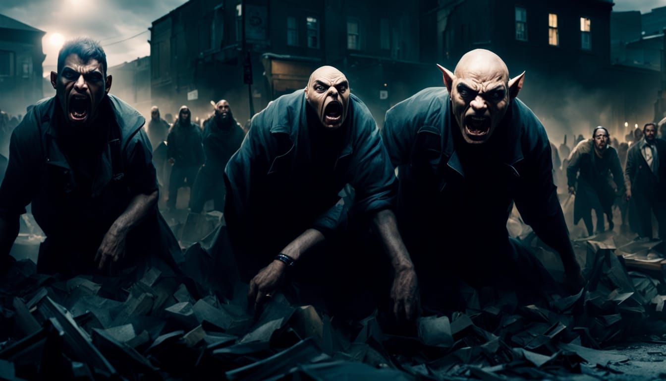 Angry Crowd Protests in Moody Cinematic Style