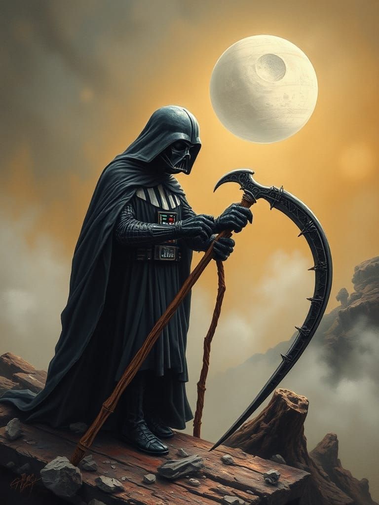 Grim Reaper as Darth Vader in Acrylic Painting
