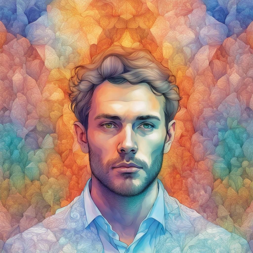 Crystal Cave Portrait in Magic Realism Style