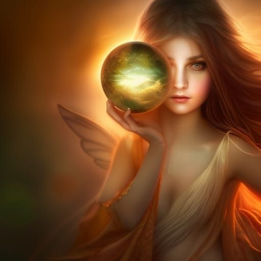 Fairy Goddess with Fractal Sphere in Photorealism
