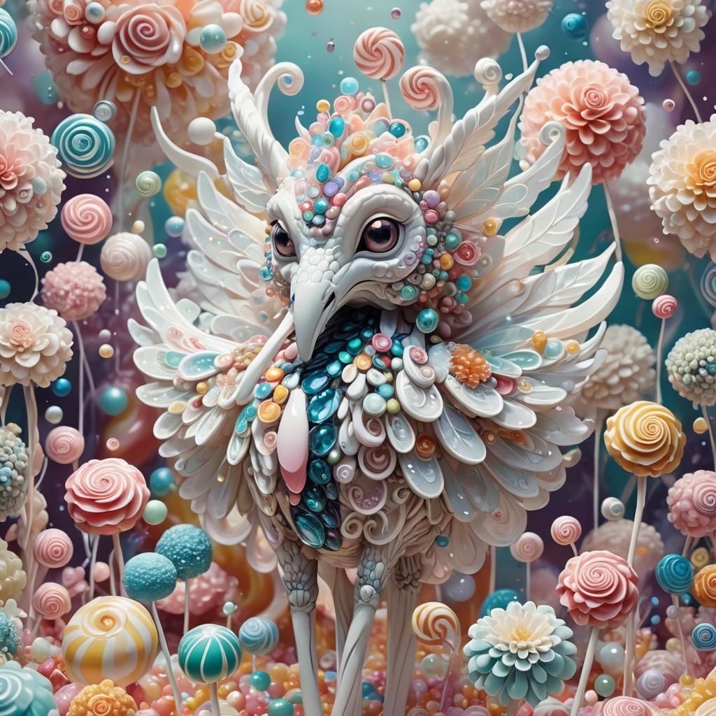Candy Art Creature with Iridescent Wings