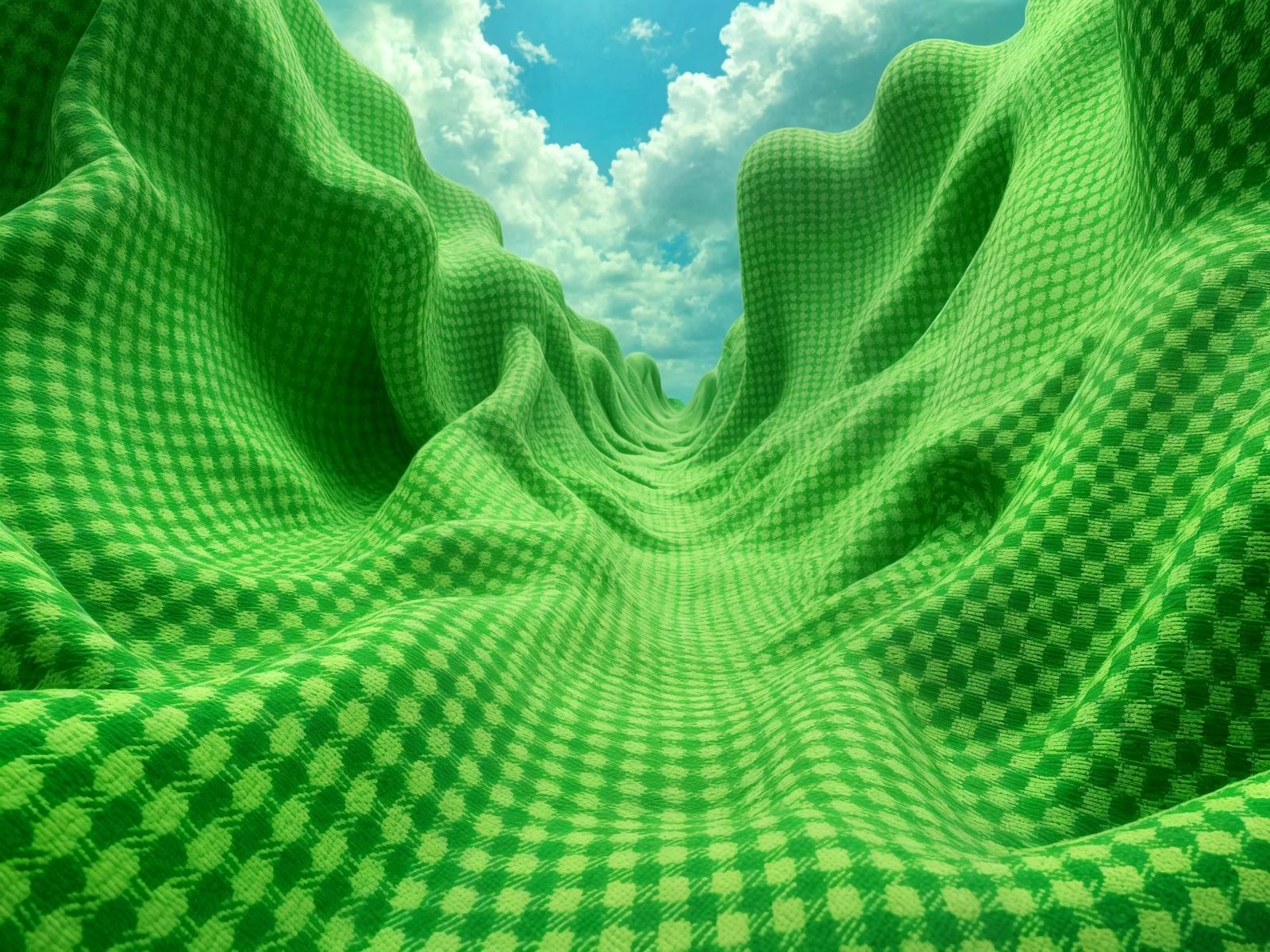 Gingham Dreamscape in Vibrant Green Hues