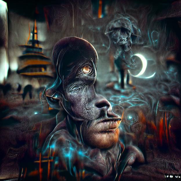 Lonely Soul in Astral Cosmic Illustration