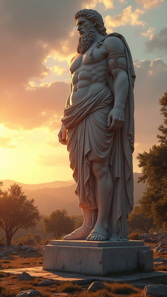 Ancient Olympia's Majestic Statue of Zeus, Radiating Divine...