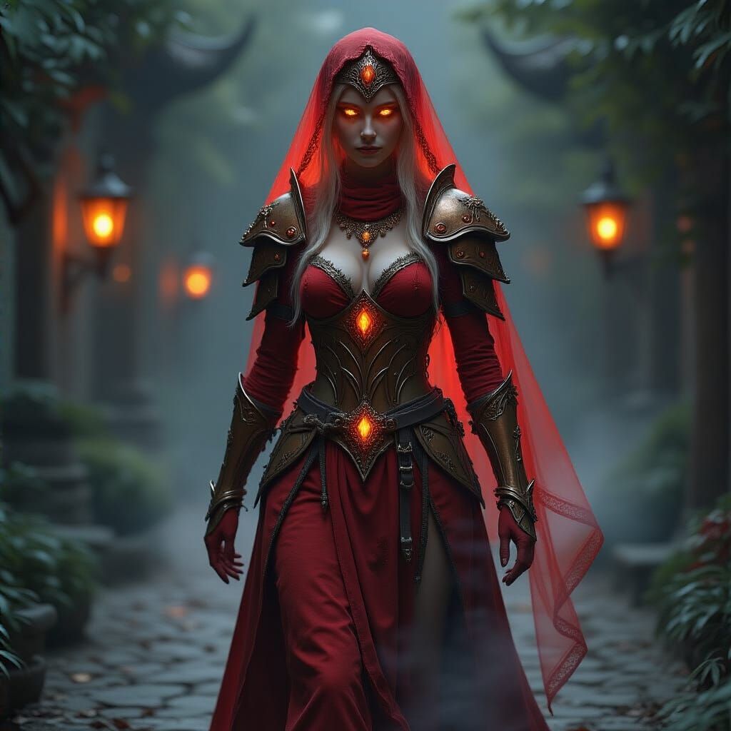 Ethereal High Elf Knightess in Red Armor