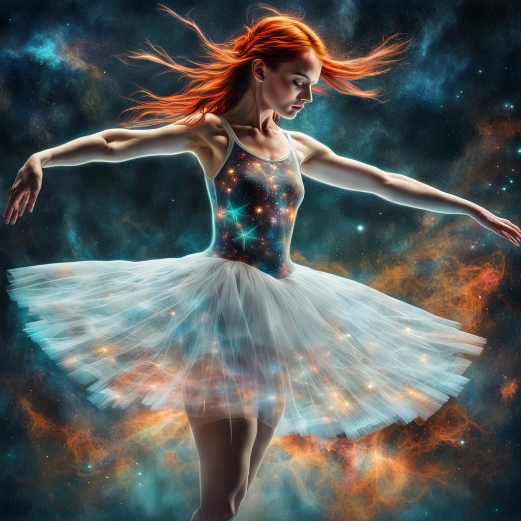Bioluminescent Ballerina in Astral Double Exposure