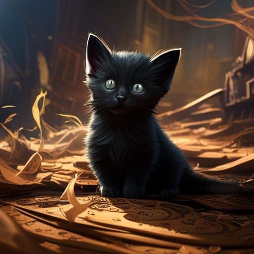 Black Kittens: Dark Fantasy Art in 8K Resolution
