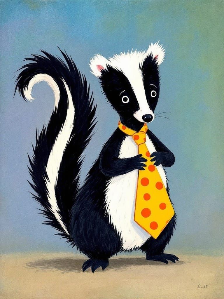 Whimsical Skunk Wears a Dapper Tie