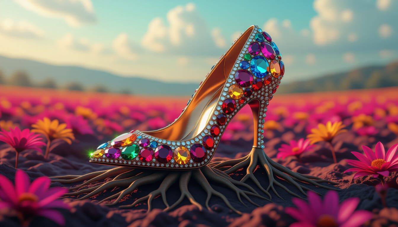 Jeweled Stiletto with Roots in Psychedelic Field