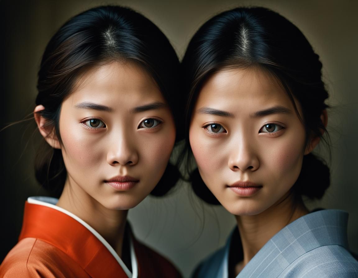 Stunning Japanese Sisters: Professional Studio Portrait