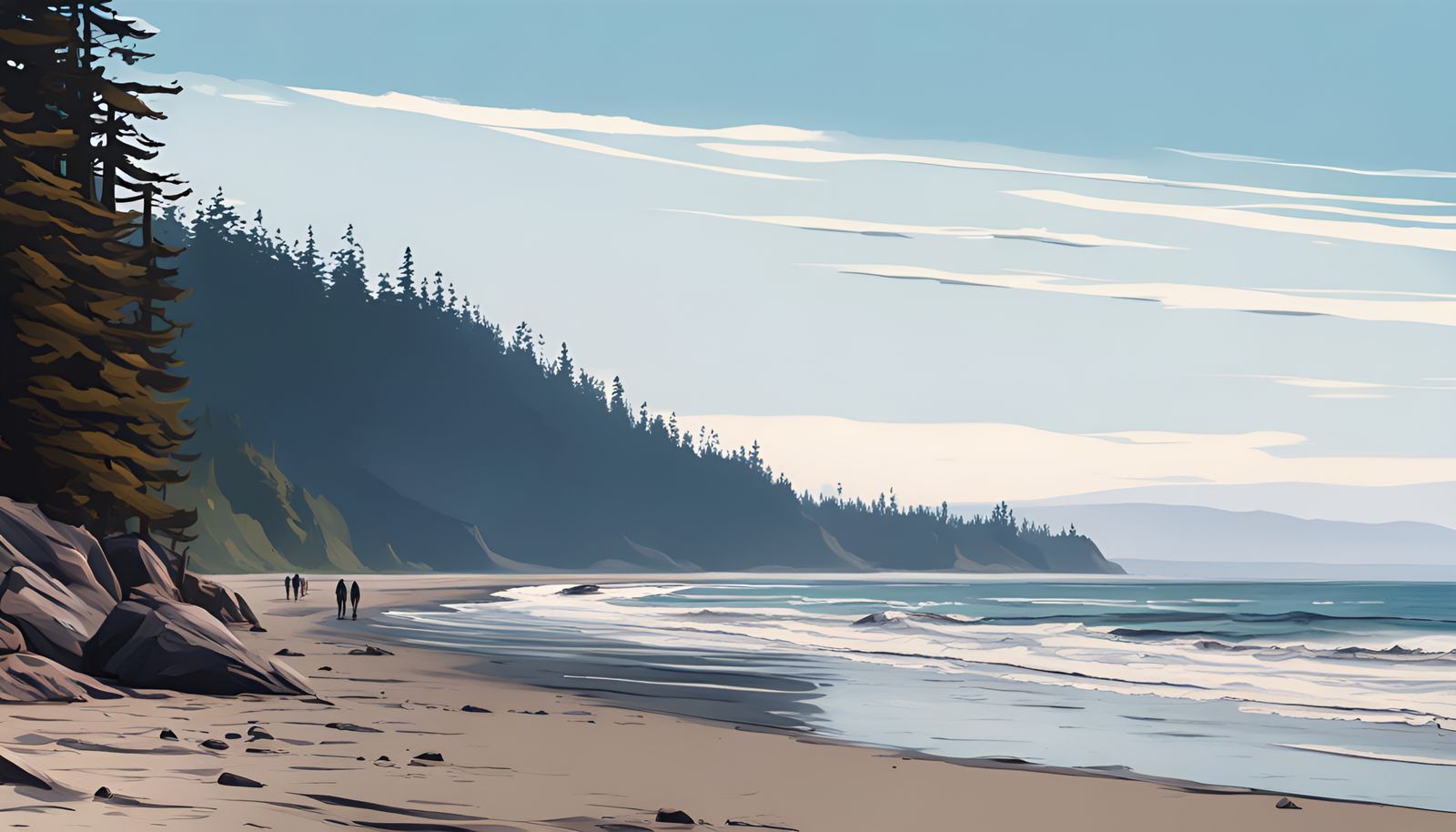 British Columbia Beach in Rotoscope Animation Style