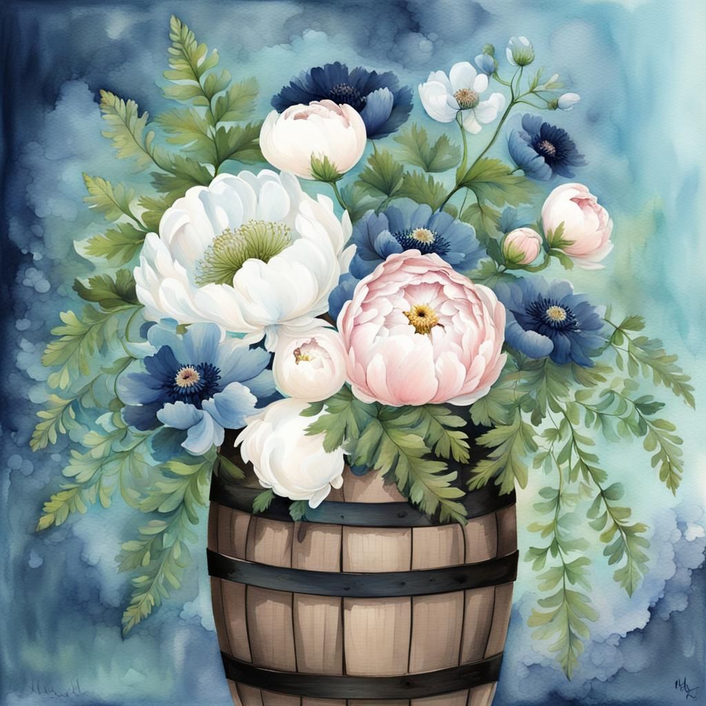 Floral Arrangement in Watercolor Style