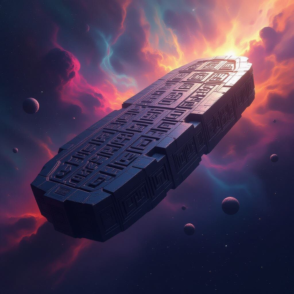 Ancient Alien Artifact in Cosmic Void, Abstract Expressionis...