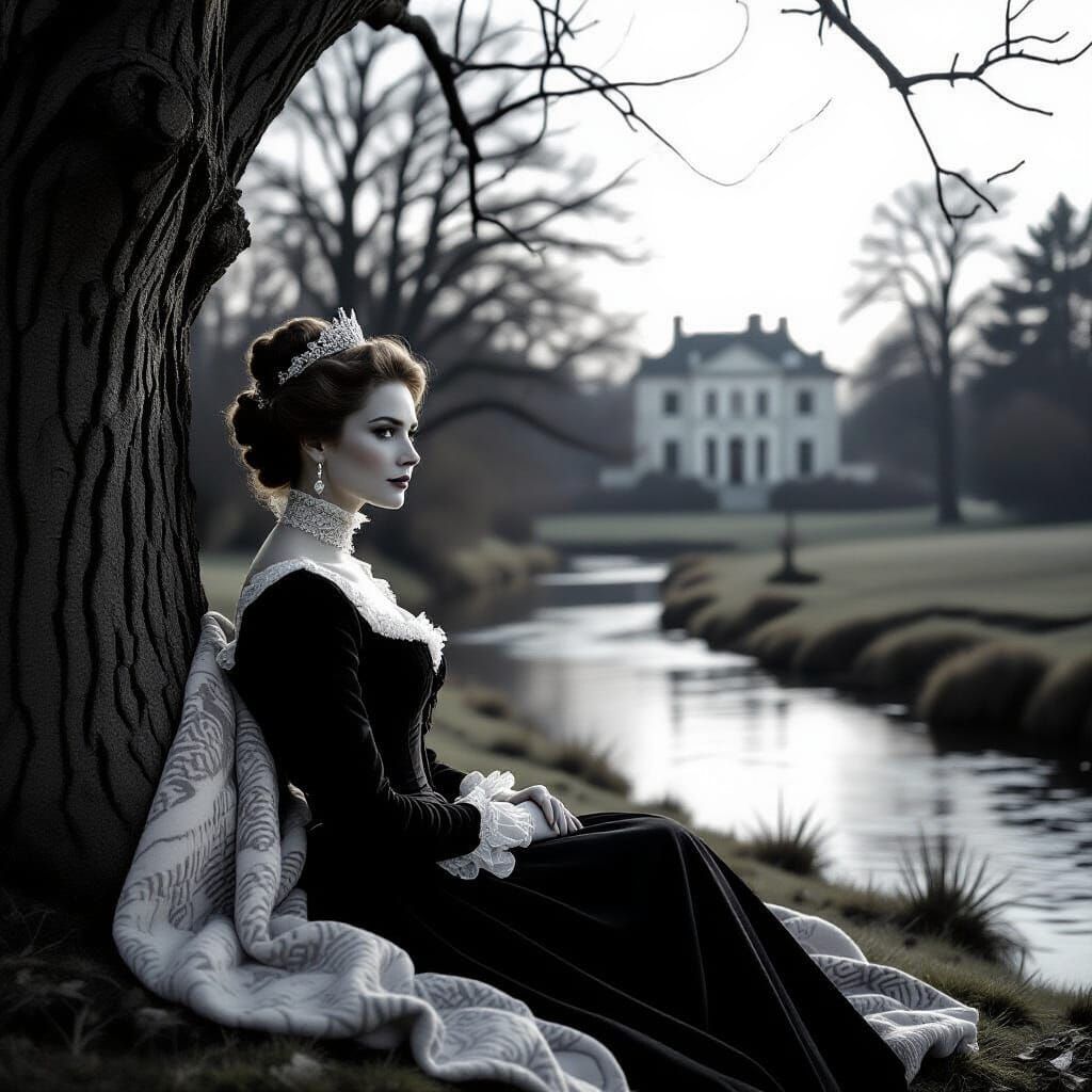 Elegant Noblewoman Portrait in Stark Nature