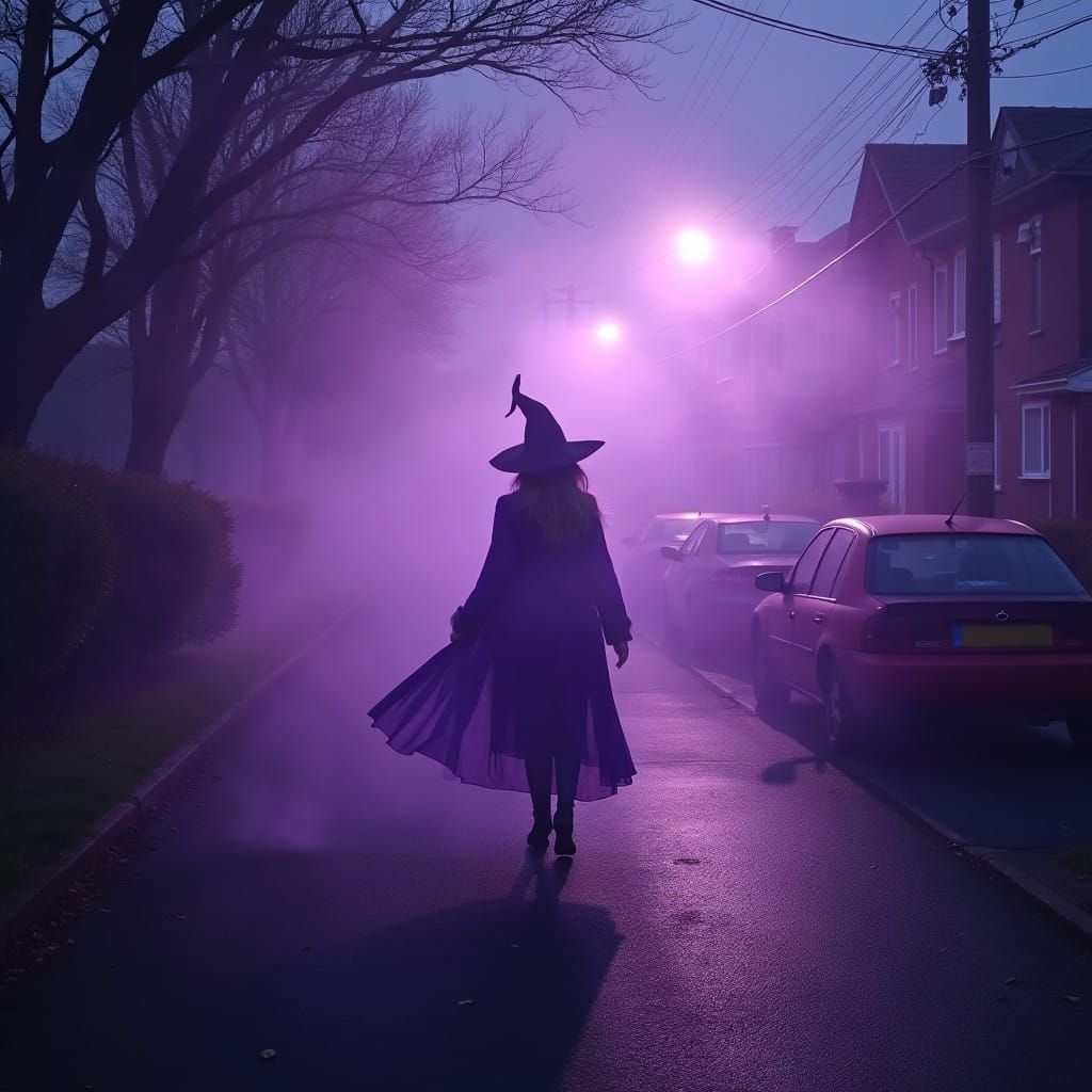 Mysterious Witch Emerges in Twilight Vapor
