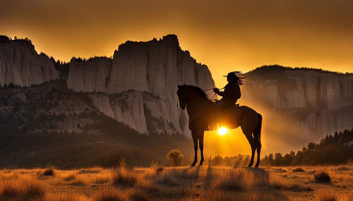 Chief Crazy Horse Silhouette at Sunset