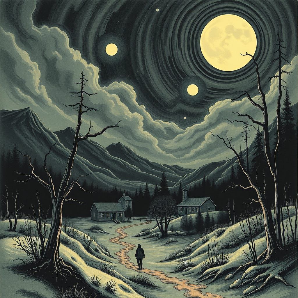 Ethereal Nightmare in 1950s Pulp Comic Style