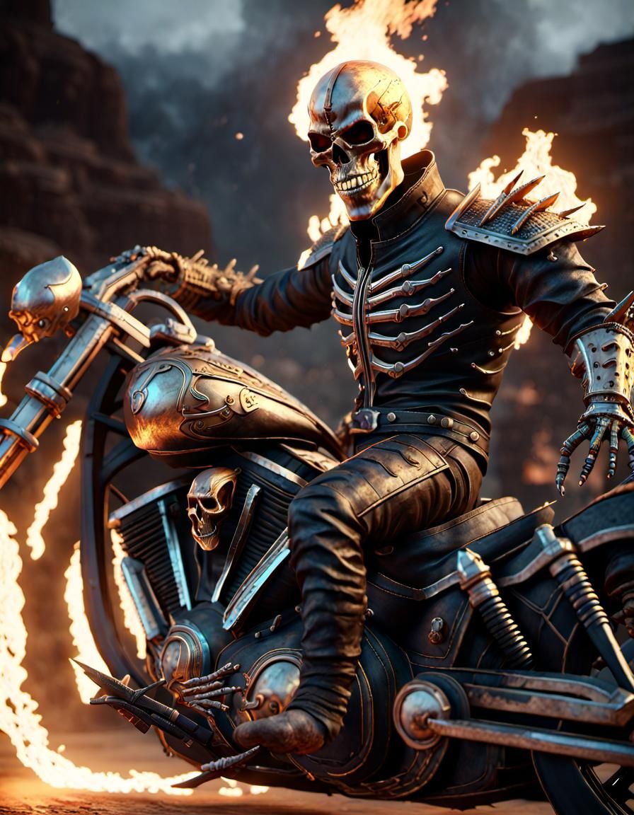 Egyptian God Ghost Rider in 3D Cinematic Style