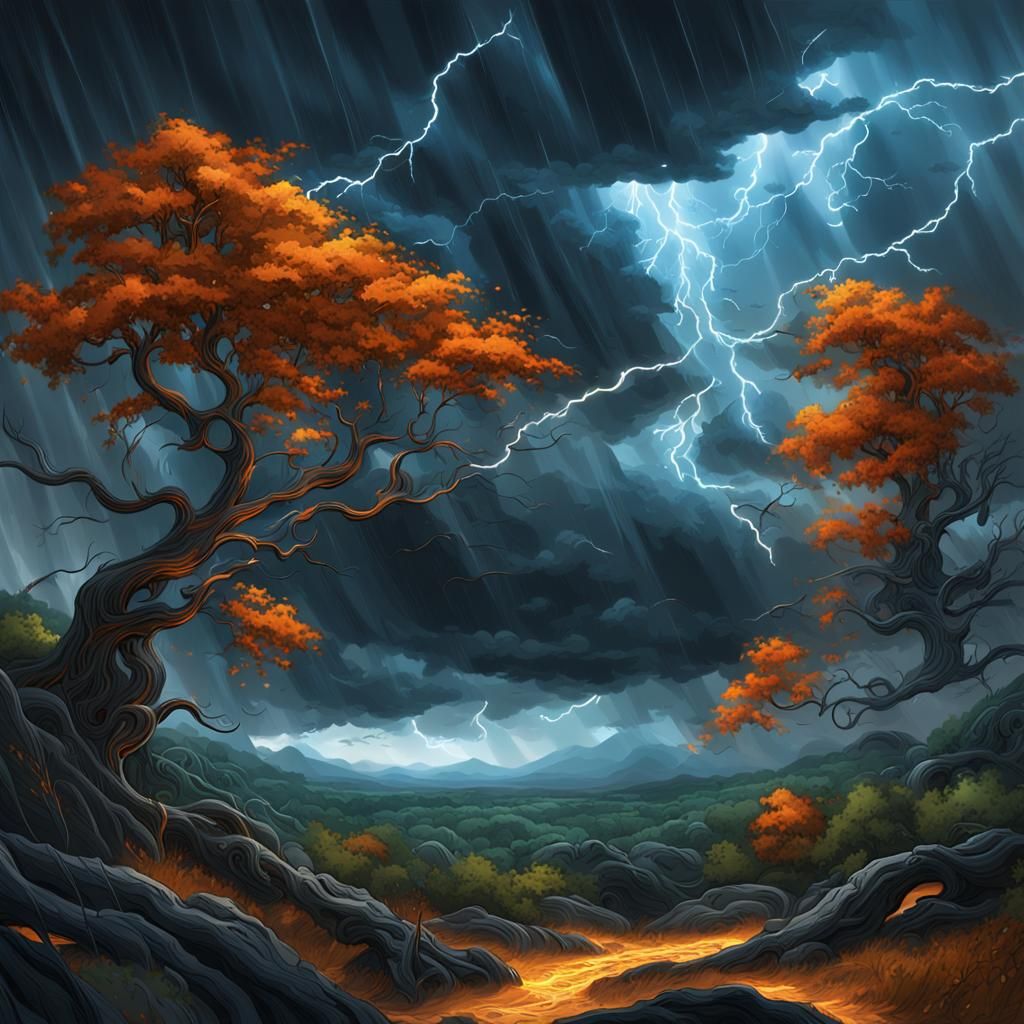 Dramatic Stormscape in Digital Matte Painting Style