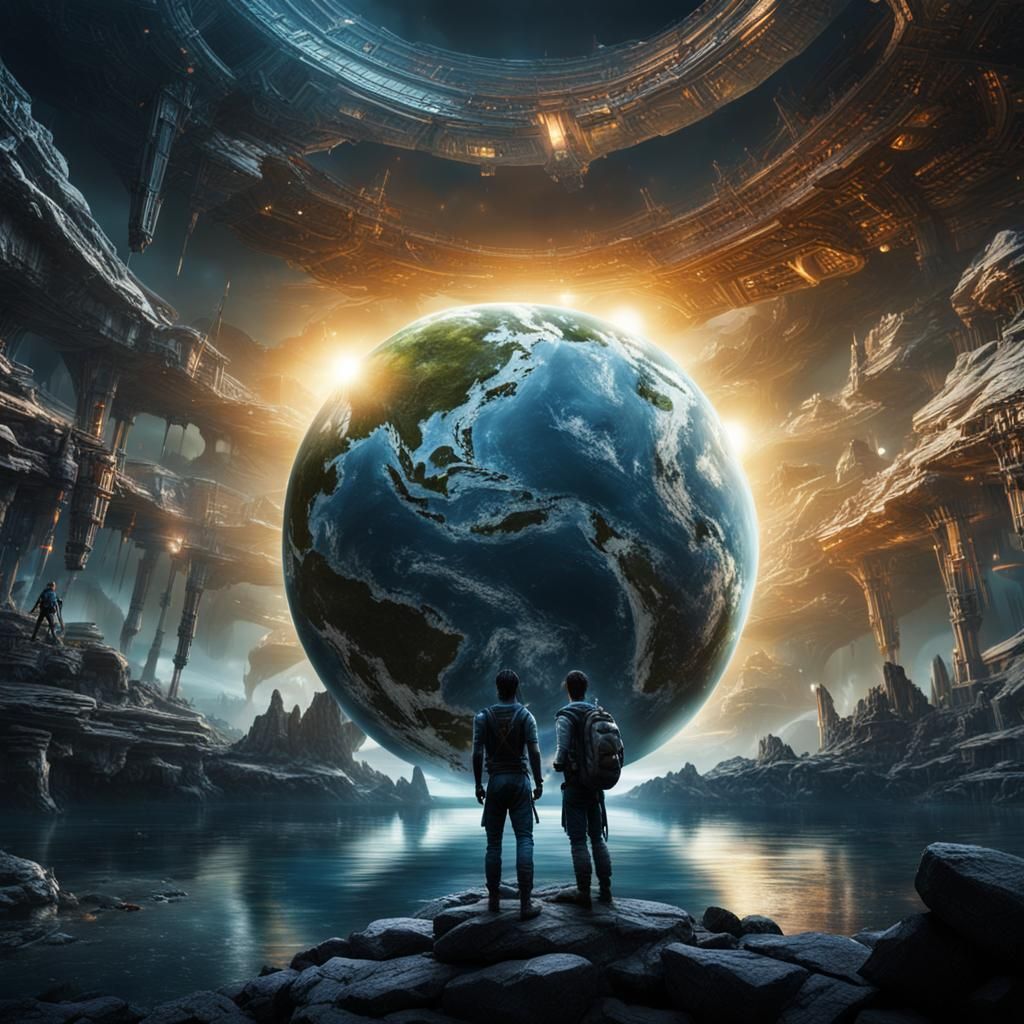 Hyperrealistic Avatar Above Planet in Ultrasound