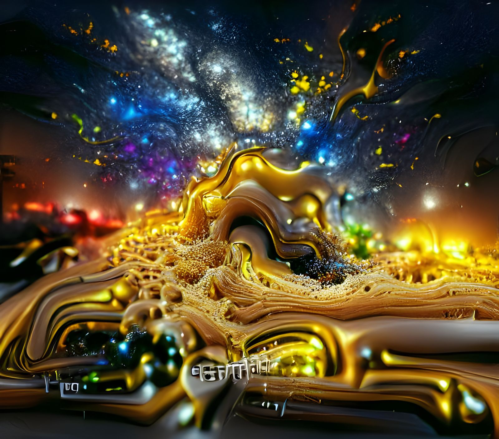 Luminescent Golden Galaxy: Hyper-Detailed Universe