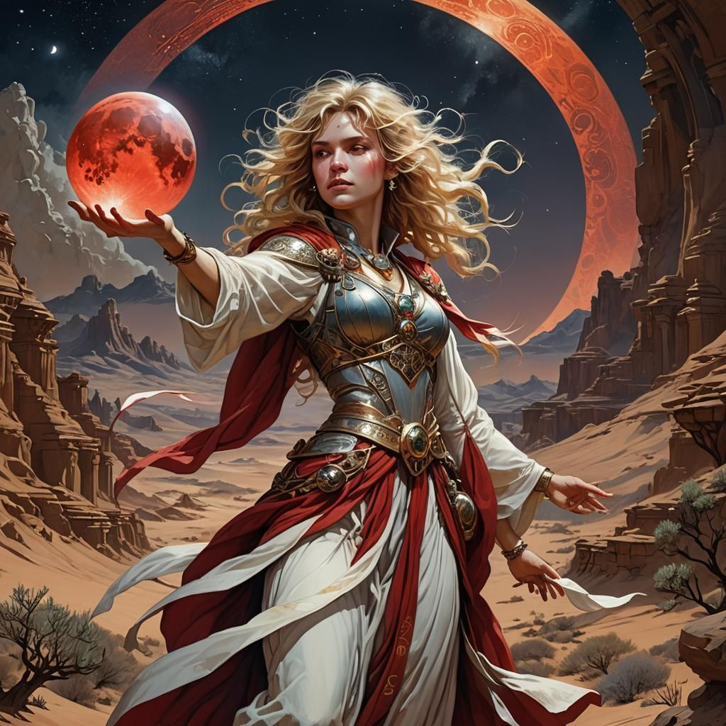 Mystical Alchemist with Orb in Art Nouveau Style