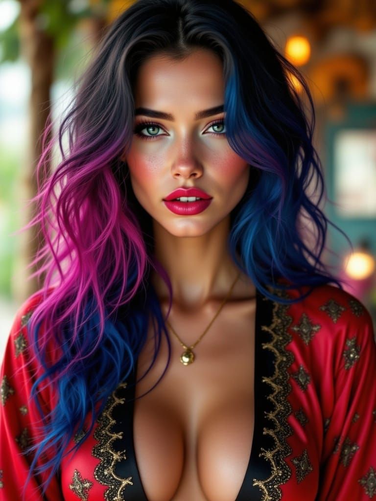 Ultra-Hyper-Realistic Pin-Up Goddess with Vibrant Pink Hair ...